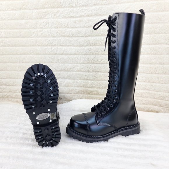 Genuine Real Leather Steel Toe Lace Up Demonia  Riot Men's Knee Boots - Picture 6 of 9